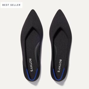 Rothy's Black Point Flats with Blue Trim
